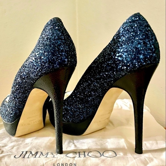Jimmy Choo Dahlia,  Royal Blue Glitter Pumps in remarkable Condition EU35 - Picture 10 of 13